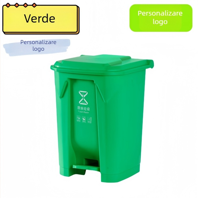 Coș de gunoi exterior multicolor, cu pedala, capac, capacitate mare pentru uz casnic și comunitar, potrivit spațiilor comerciale