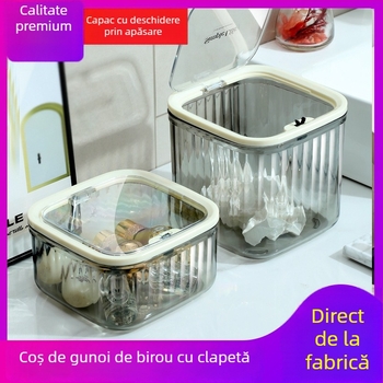 Coș de gunoi de birou din plastic transparent, cu capac elastic