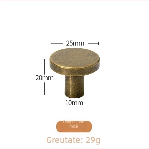 Mâner din cupru pur, stil retro chinezesc, pentru dulapuri, montaj cu o singură gaură, design minimalist.