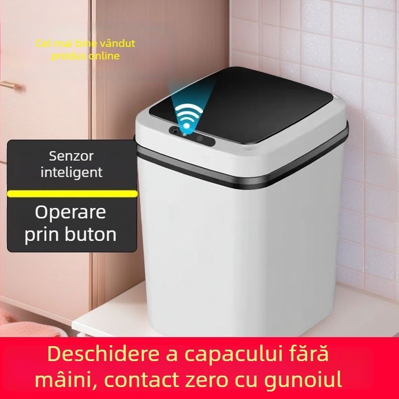 Coș de gunoi inteligent cu senzor și capac, pentru uz casnic — controlul mirosurilor, potrivit pentru dormitor, baie și sufragerie