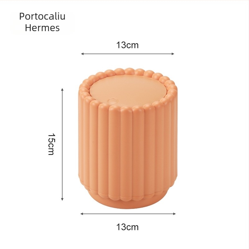 Yongsheng 2518 Mini coș de gunoi pentru birou, design cu floarea-soarelui, cu capac, deschidere prin apăsare, organizator de birou pentru casă