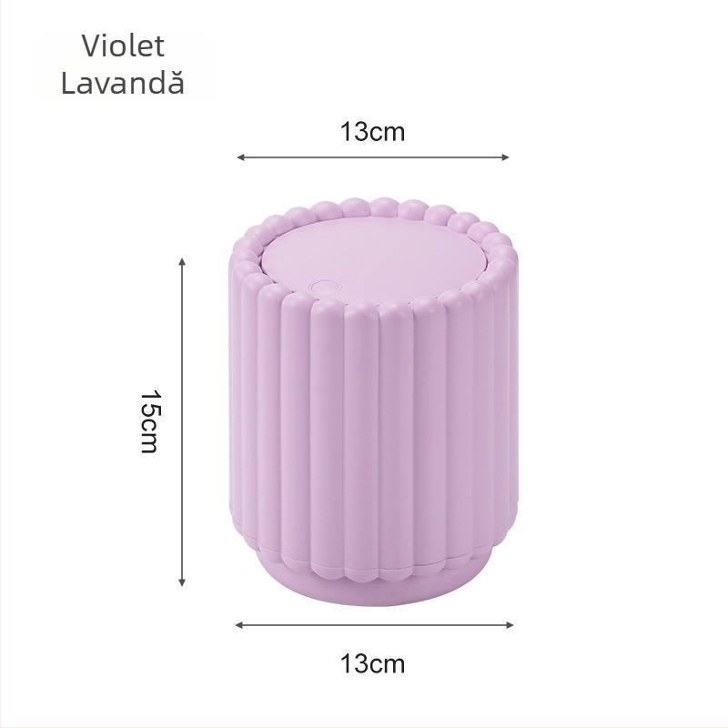 Yongsheng 2518 Mini coș de gunoi pentru birou, design cu floarea-soarelui, cu capac, deschidere prin apăsare, organizator de birou pentru casă