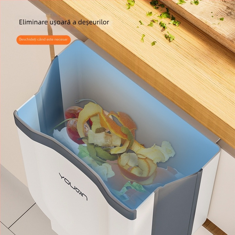 Coș pliabil montat pe perete pentru bucătărie, din plastic, pătrat, fără capac, capacitate sub 4 L, uz casnic