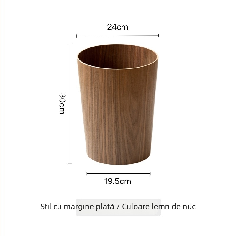 Coș de gunoi din lemn cu capac basculant, decor interior creativ pentru living și dormitor