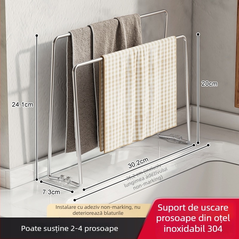 Raft de scurgere din oțel inoxidabil 304, ultra-îngust pentru chiuveta de bucătărie, organizator de blat pentru prosoape, detergent de vase și bureți