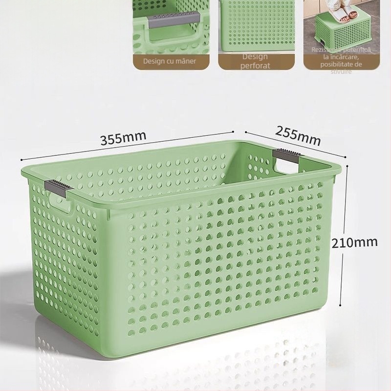 Coș de depozitare din plastic, cutie de depozitare minimalistă pentru obiecte mici, organizator pentru gustări și jucării acasă, recipient de depozitare pentru bucătărie pe blat