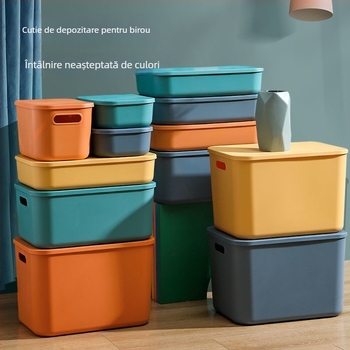 Cutie de depozitare pentru birou, minimalistă, cu capac, stivabilă, pentru casă și cămin