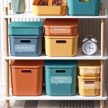 Cutie de depozitare pentru birou, minimalistă, cu capac, stivabilă, pentru casă și cămin