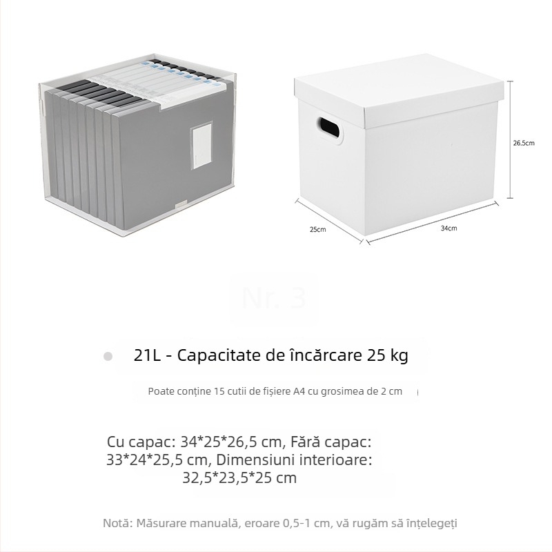 Skylark Cutie de depozitare albă din carton cu capac, organizator pliabil pentru haine, fișiere și jucării