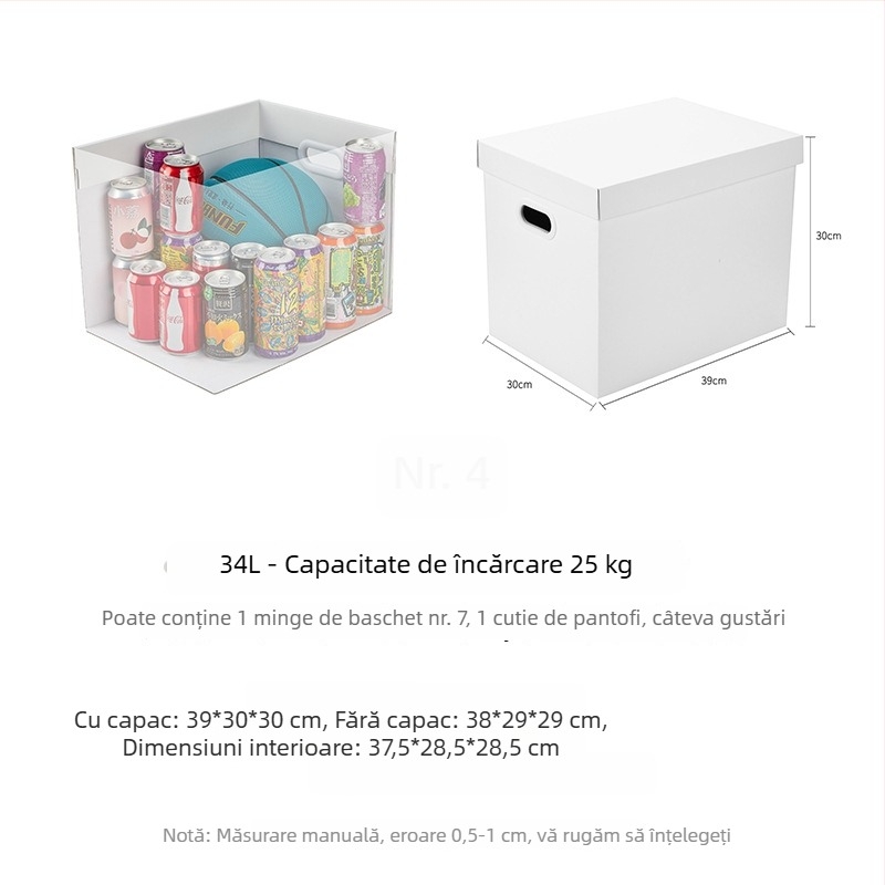 Skylark Cutie de depozitare albă din carton cu capac, organizator pliabil pentru haine, fișiere și jucării