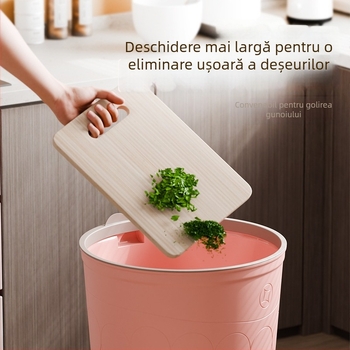 Coș de gunoi din plastic cu capac basculant, 12 L, formă butoi, pentru bucătărie, dormitor și baie