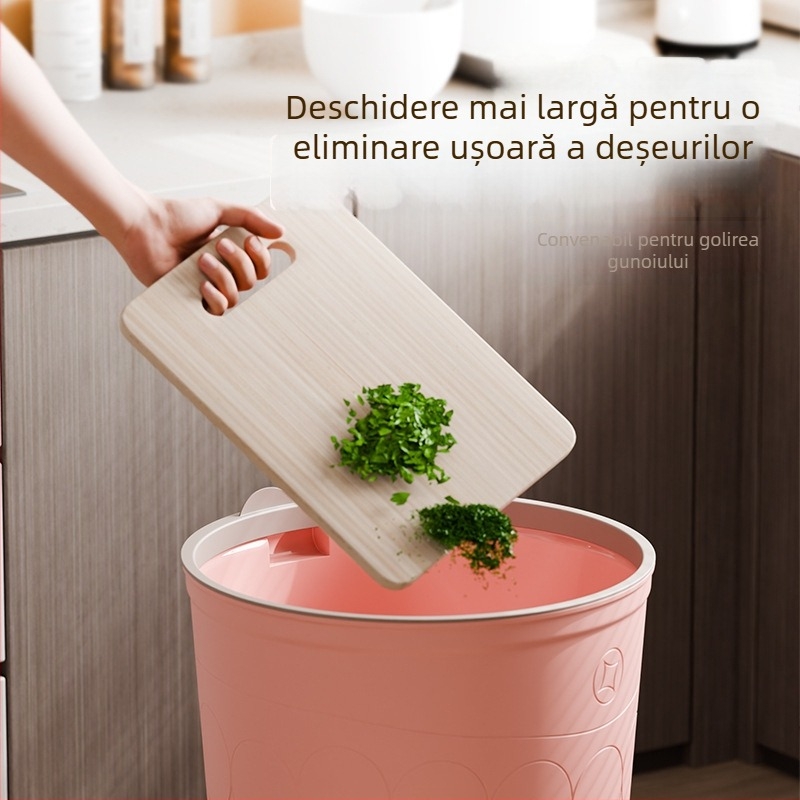 Coș de gunoi din plastic cu capac basculant, 12 L, formă butoi, pentru bucătărie, dormitor și baie