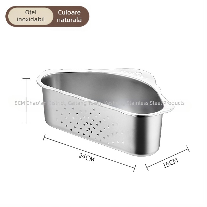 304 Oțel inoxidabil – coș triunghiular pentru scurgere în chiuveta, spălarea legumelor, filtrare a apei și raft de depozitare prosoape