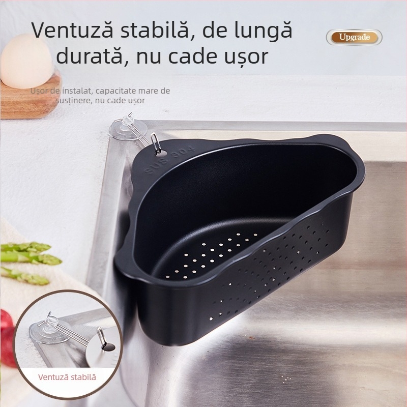 304 Oțel inoxidabil – coș triunghiular pentru scurgere în chiuveta, spălarea legumelor, filtrare a apei și raft de depozitare prosoape