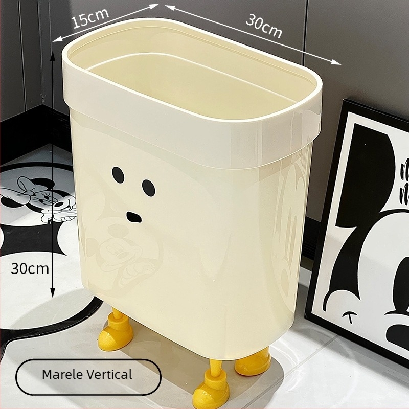 Coș de gunoi casnic, mare capacitate, din plastic, cu design de desene animate, oval, pentru living, bucătărie, baie și dormitor