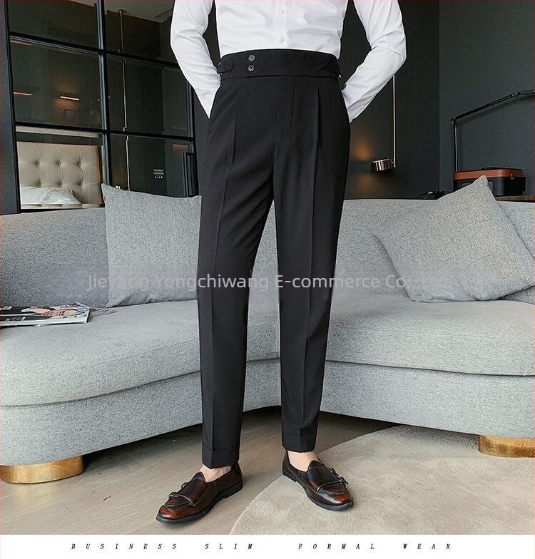 2026 vară pantaloni de costum pentru bărbați cu croială dreaptă, lungime 9/10, lejere, rezistenți la cute, ușori, cădere elegantă, croială Slim