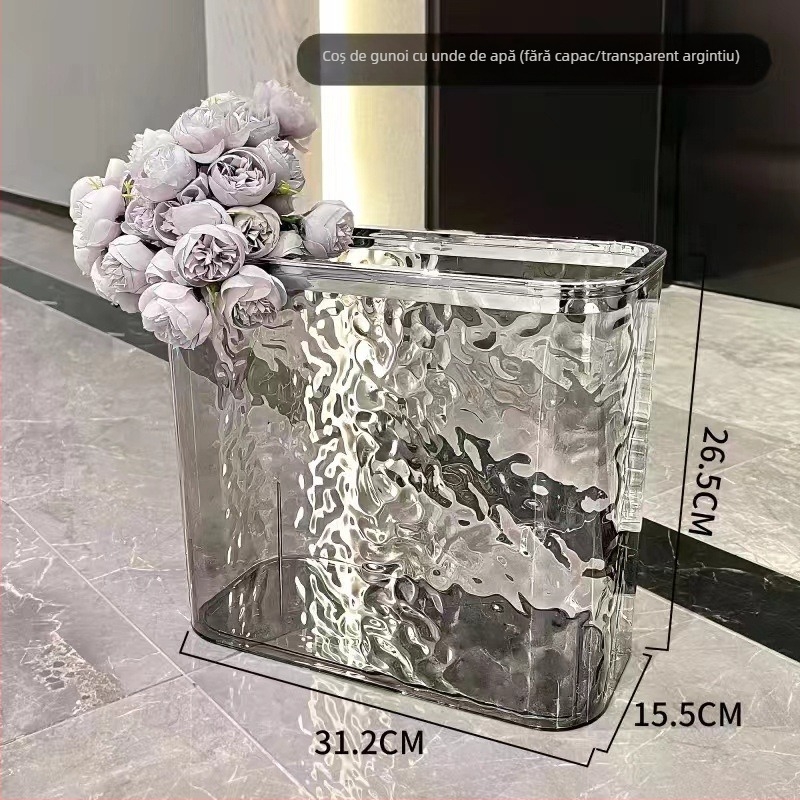 Coș de gunoi îngust pentru baie, cu capac, 12 L, din plastic, pentru baie, sufragerie sau dormitor