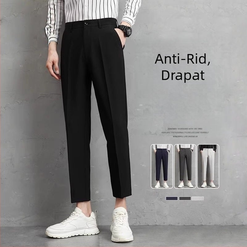 Pantaloni pentru bărbați primăvară-vară, stil coreean, croi drept, slim-fit, lungime cropped