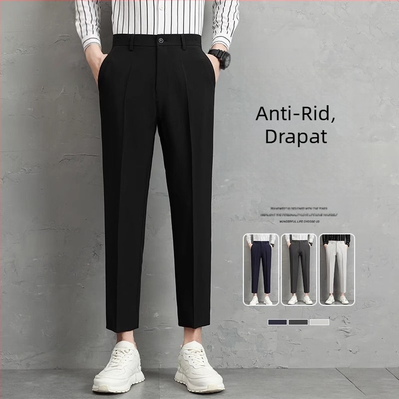 Pantaloni pentru bărbați primăvară-vară, stil coreean, croi drept, slim-fit, lungime cropped