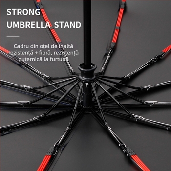 Umbrelă automată cu mâner din lemn masiv, stil de afaceri, umbrelă de protecție împotriva soarelui și ploilor, design personalizabil