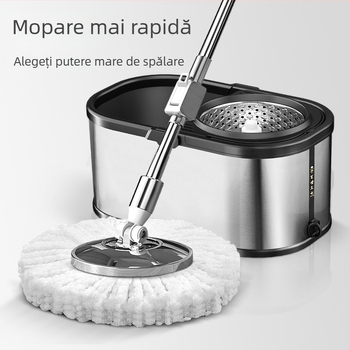 Noul model Y: mop rotativ din oțel inoxidabil pentru uz casnic, curățare fără atingere, ușor de folosit, cadou de afaceri