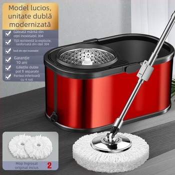 Noul model Y: mop rotativ din oțel inoxidabil pentru uz casnic, curățare fără atingere, ușor de folosit, cadou de afaceri