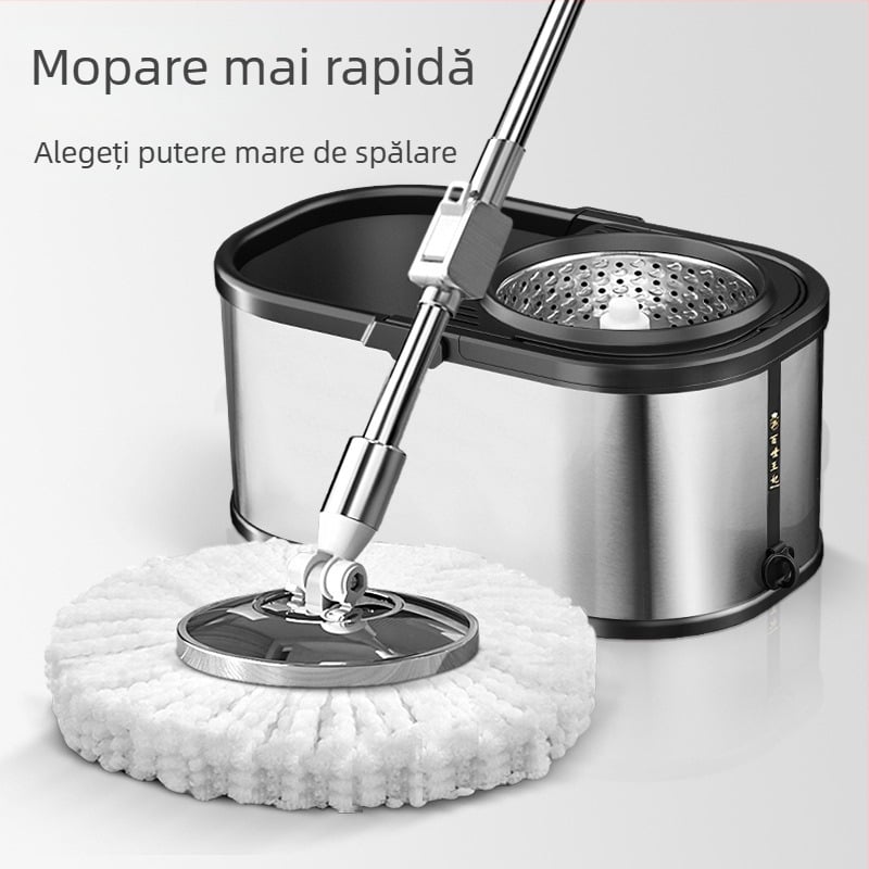 Noul model Y: mop rotativ din oțel inoxidabil pentru uz casnic, curățare fără atingere, ușor de folosit, cadou de afaceri