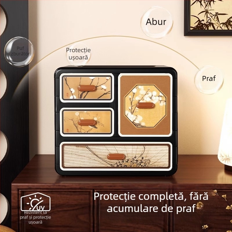 Cutie de depozitare cu sertare, stil vintage, organizator de birou multistrat pentru cosmetice și gustări
