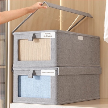 Cutie de depozitare pentru haine cu capac, organizator stratificat cu sertare pentru garderobă, din material Oxford