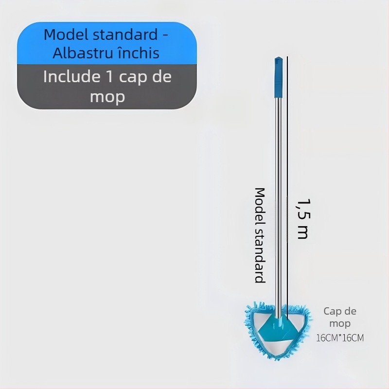 Mop triunghiular universal pentru pereți, plafoane, bucătării și ferestre – mop chenille, mâner din oțel inoxidabil, telescopic 80–100 cm