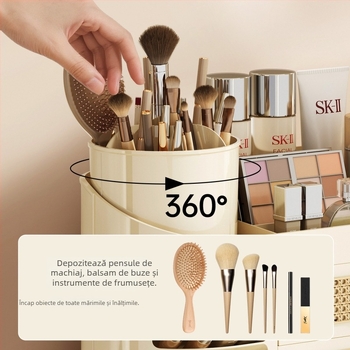 Organizator cosmetic pentru birou cu suport pentru rujuri, farduri pentru ochi și pensule de machiaj