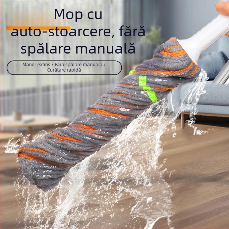 Set mop cu stoarcere automată, pentru uz casnic, model 2025, mop rotativ, curățare în 1 pas