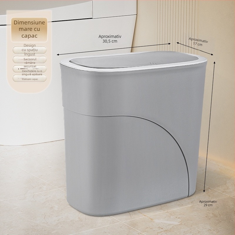 Coș de gunoi oval din plastic cu capac, 8L, control al mirosurilor, pentru baie, bucătărie, sufragerie, dormitor, cămin