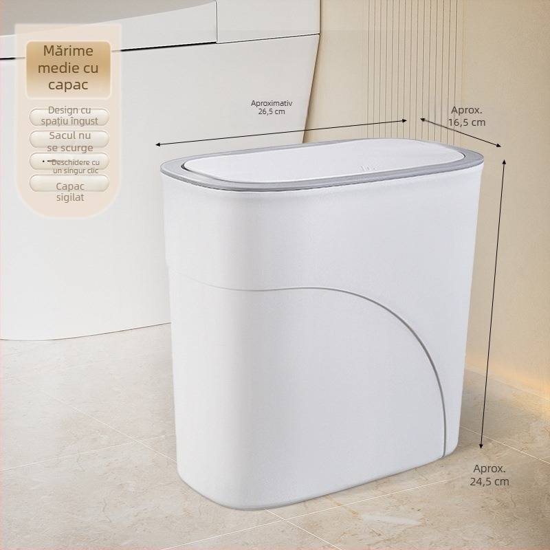 Coș de gunoi oval din plastic cu capac, 8L, control al mirosurilor, pentru baie, bucătărie, sufragerie, dormitor, cămin