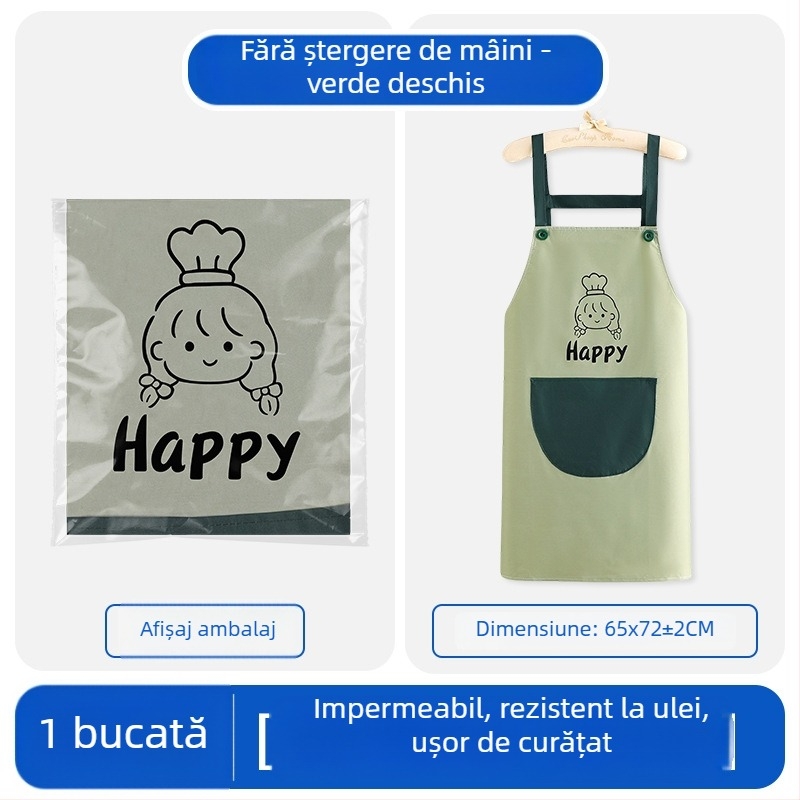 Șorț PVC personalizat pentru bucătărie, impermeabil și rezistent la ulei, tip bib, cu bretea de gât și curea de talie