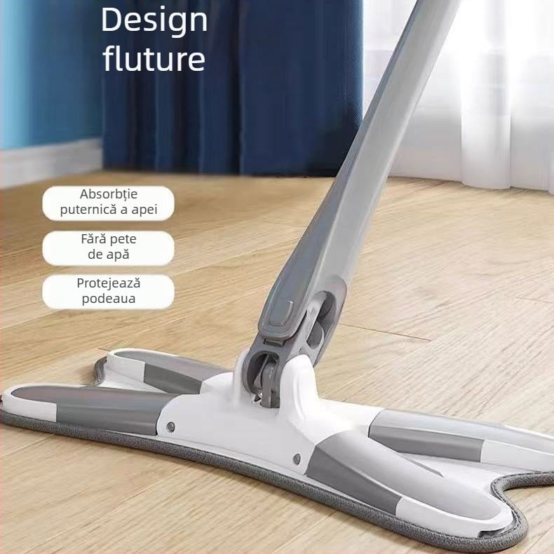 Mop plat mare pentru uz casnic, lavetă de mop absorbantă, curățare într-un singur pas, fără atingere cu mâinile, utilizare dublă pentru uscat și ud, mop comod pentru cămin