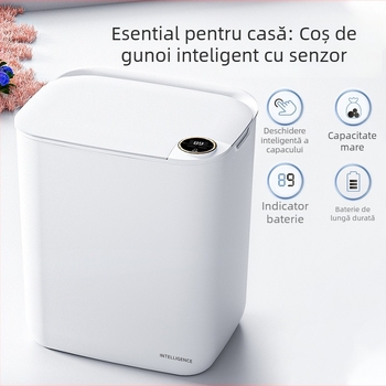 Coș de gunoi inteligent cu senzor, funcționare automată, capacitate mare, pentru casă, dormitor, bucătărie și baie