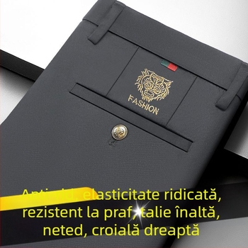 Pantaloni casual pentru bărbați, ușori de vară, croială slim cu elastan, drepti, negri