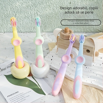 Beiyano periuță de dinți pentru copii, peri moi, 3-12 ani, design drăguț cu desene animate, mâner antialunecare