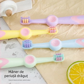 Beiyano periuță de dinți pentru copii, peri moi, 3-12 ani, design drăguț cu desene animate, mâner antialunecare