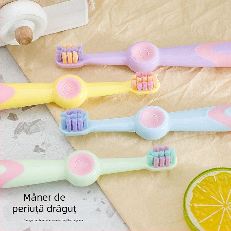 Beiyano periuță de dinți pentru copii, peri moi, 3-12 ani, design drăguț cu desene animate, mâner antialunecare