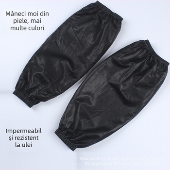 Manșetă din piele PU impermeabilă, lungă, culoare neagră solidă, unisex, pentru adulți