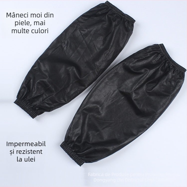Manșetă din piele PU impermeabilă, lungă, culoare neagră solidă, unisex, pentru adulți