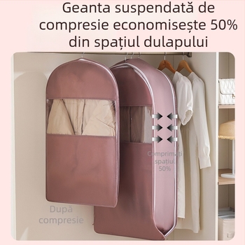 Husă de haine din material nețesut pentru garderob, cu fereastră transparentă, impermeabilă și protecție împotriva prafului
