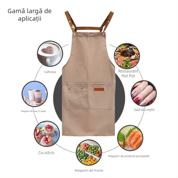 Șorț gros pentru bucătărie, impermeabil și rezistent la ulei, șorț de talie cu bretele în formă de H pentru gătit și activități de catering.