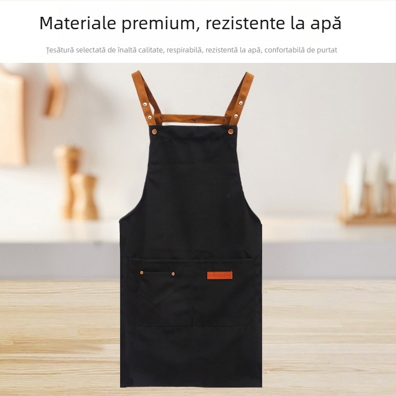 Șorț gros pentru bucătărie, impermeabil și rezistent la ulei, șorț de talie cu bretele în formă de H pentru gătit și activități de catering.
