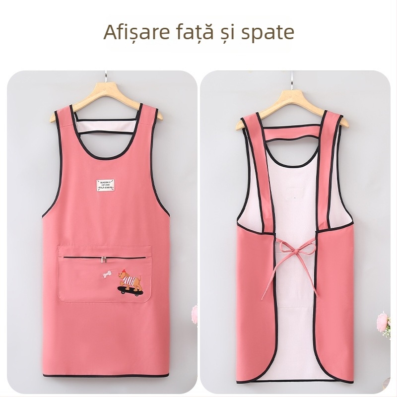 Șorț fără mâneci, impermeabil și rezistent la ulei, pentru bucătărie, cu imprimeu desen animat, pentru femei