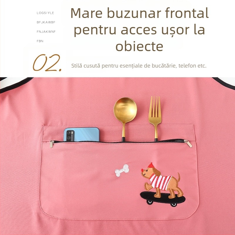 Șorț fără mâneci, impermeabil și rezistent la ulei, pentru bucătărie, cu imprimeu desen animat, pentru femei