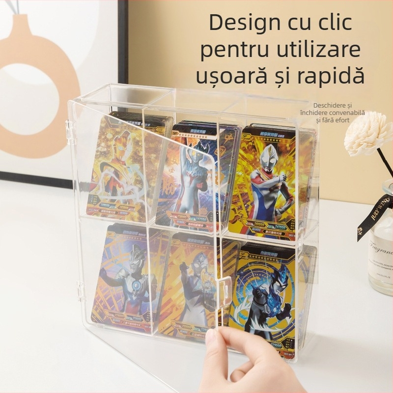 Vitrină transparentă pentru păpuși, cu protecție la praf, depozitare pe birou