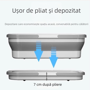 Găleată de mop pliabilă cu roți, rezervor de apă din silicon, ușor de transport, mâner telescopic 120–140 cm, mop din microfibră cu tijă din oțel inoxidabil